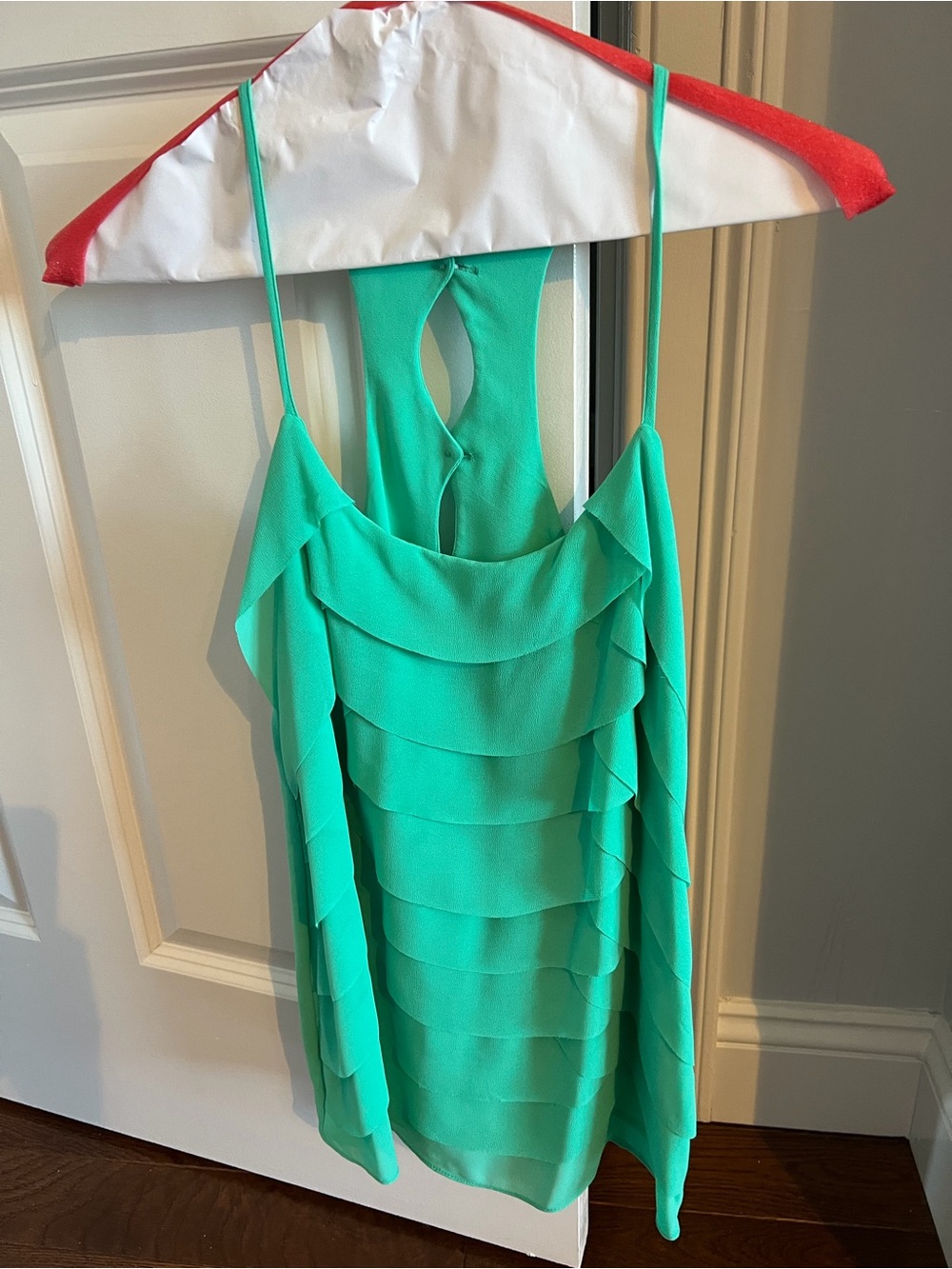 Women’s Naked Zebra Green Tiered Silk Tank Top. Size Small - Picture 3 of 5